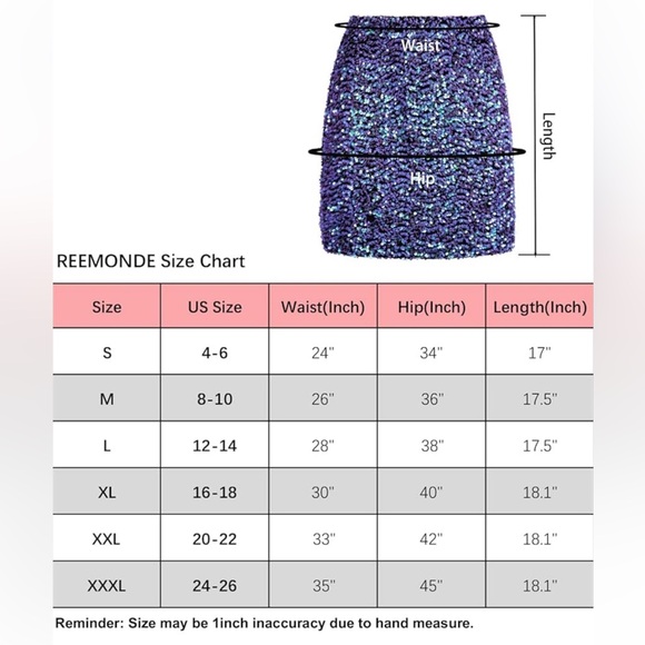 🔵 Sequin Skirt Sparkle Stretchy Bodycon Mini Skirts Night Out Party NWT sz med - Picture 5 of 6